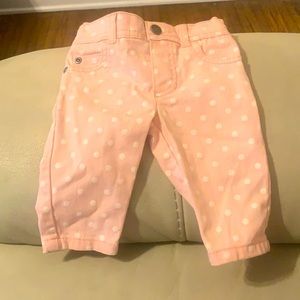 Carters infant pants pink white polka dots size3 months worn once